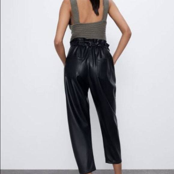 Zara Baggy Faux Leather Pants US 32 - Picture 5 of 9